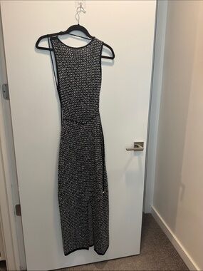 FREE PEOPLE Black and White Patterned Sleeveless Maxi Dress